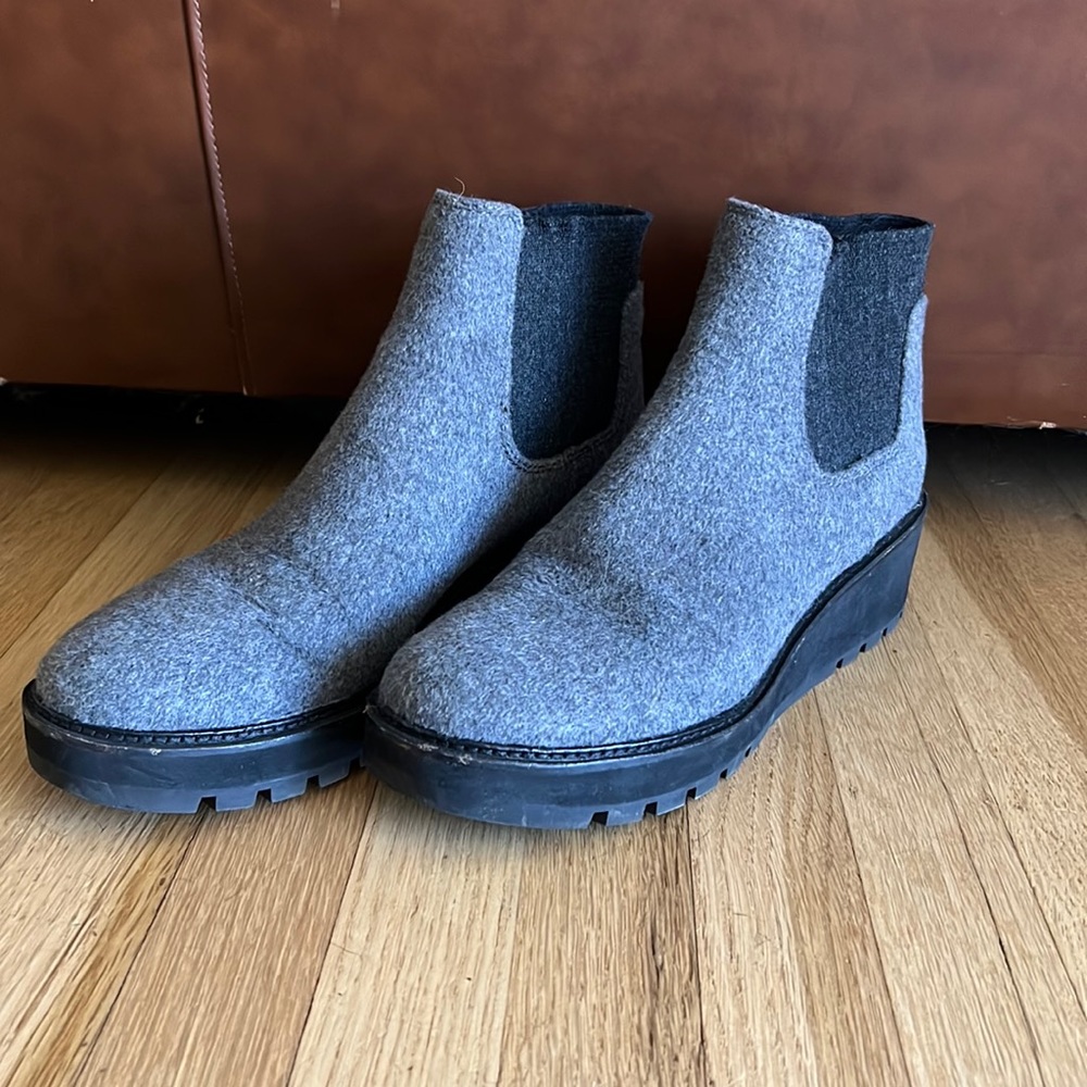 Eileen Fisher wedge wool boots